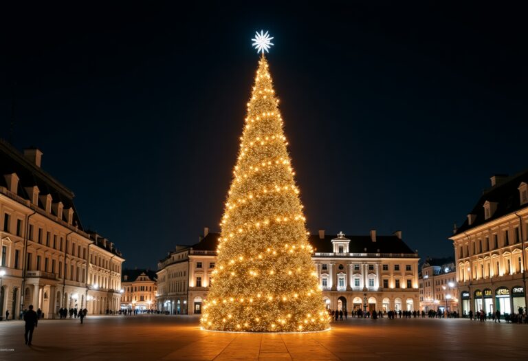 Albero di Natale illuminato in Piazza Duomo a Milano