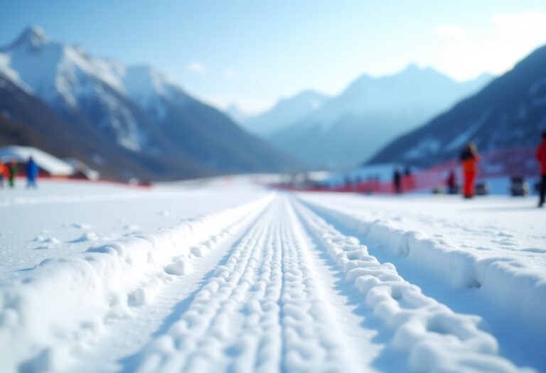 Atleti di biathlon in azione nelle montagne dell'Alto Adige