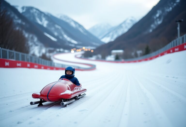 Atleti in azione durante la Coppa del Mondo di slittino a Lillehammer