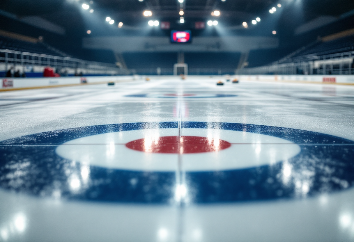 Giocatori di curling italiani in azione durante le semifinali