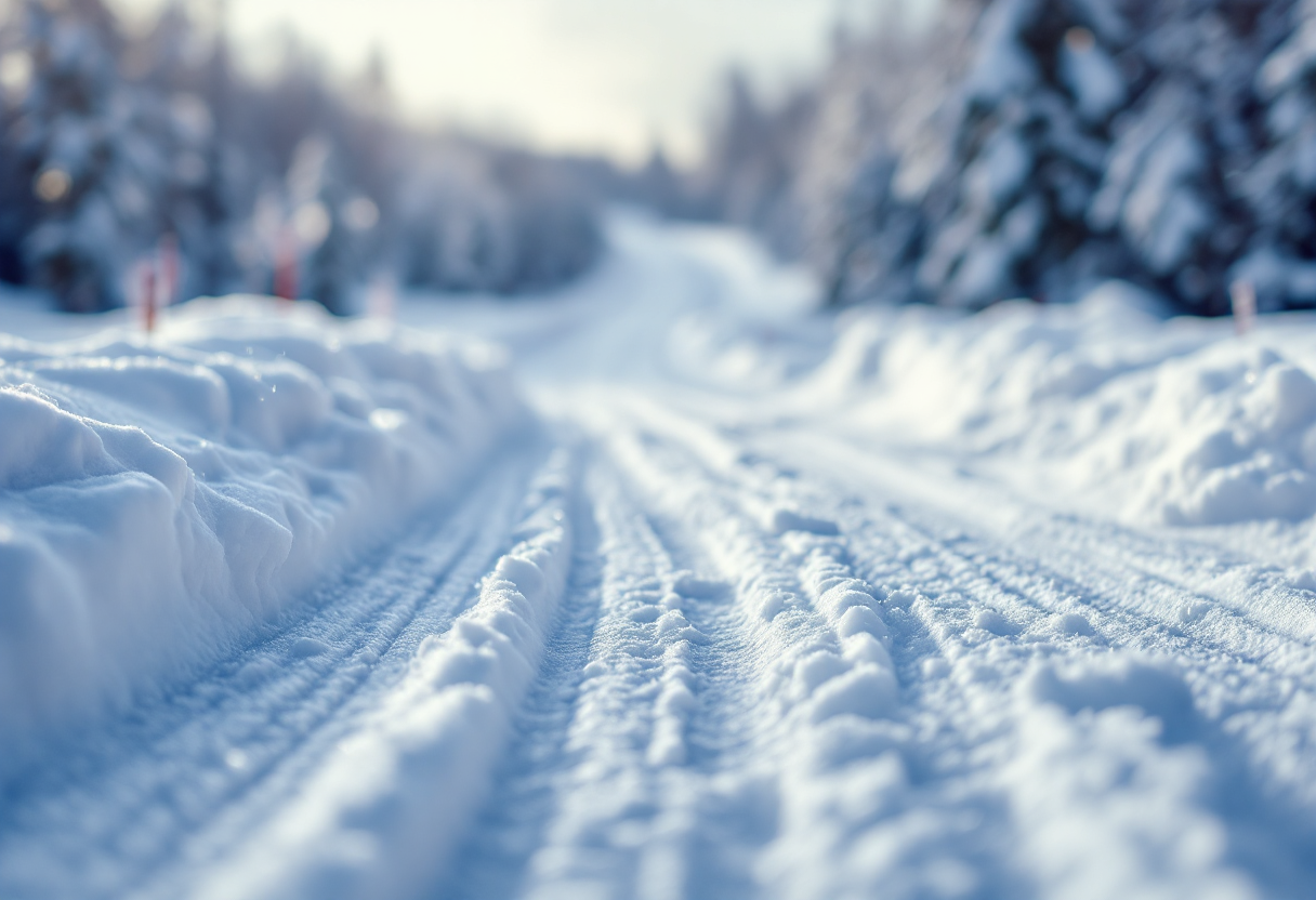 Atleta che gareggia nello snowboard cross su una pista innevata