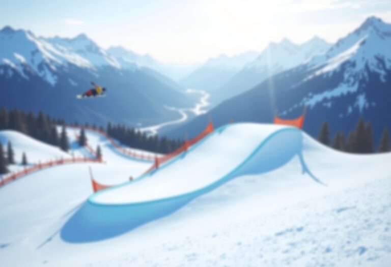 Atleta in azione durante una gara di snowboard cross in Italia