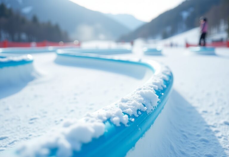 Atleti in azione durante una gara di snowboard cross