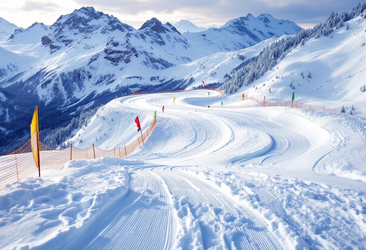 Atleti in azione durante una gara di snowboard cross