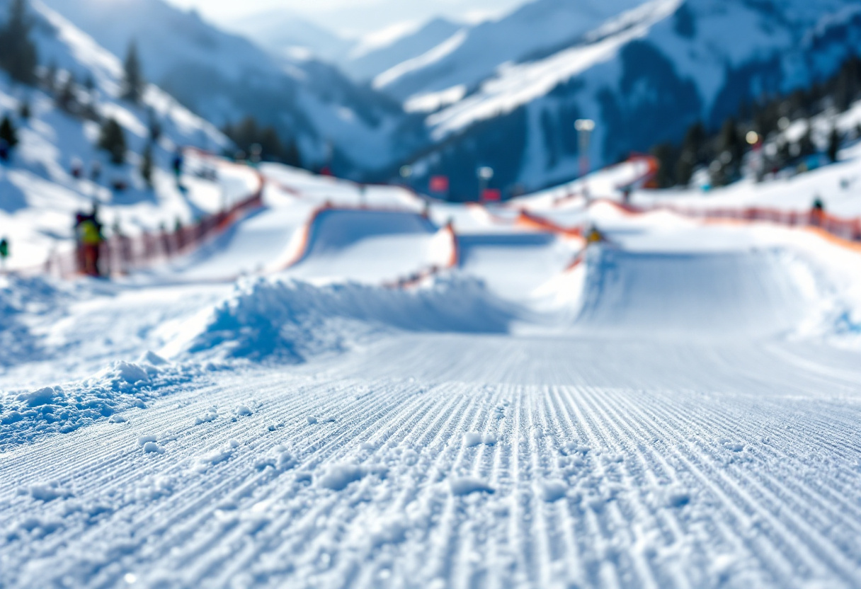 Atleti in azione durante una gara di snowboard cross