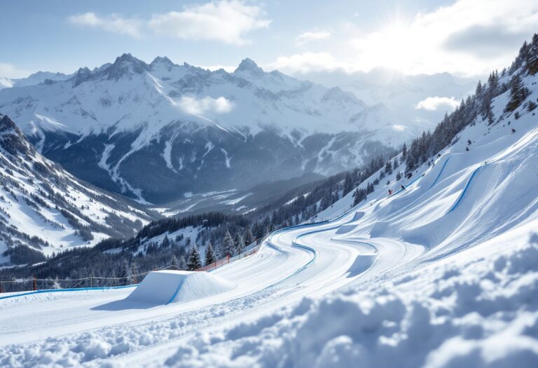 Atleti in azione durante una gara di snowboard cross