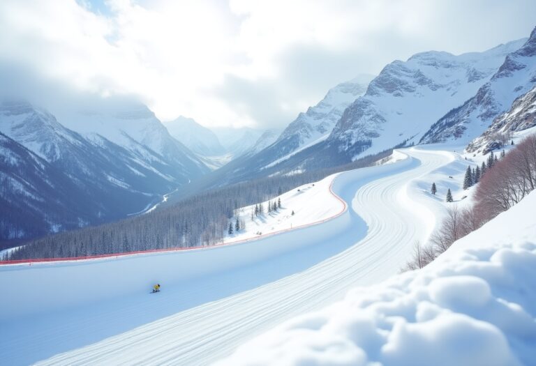 Atleta in azione durante una gara di snowboard cross