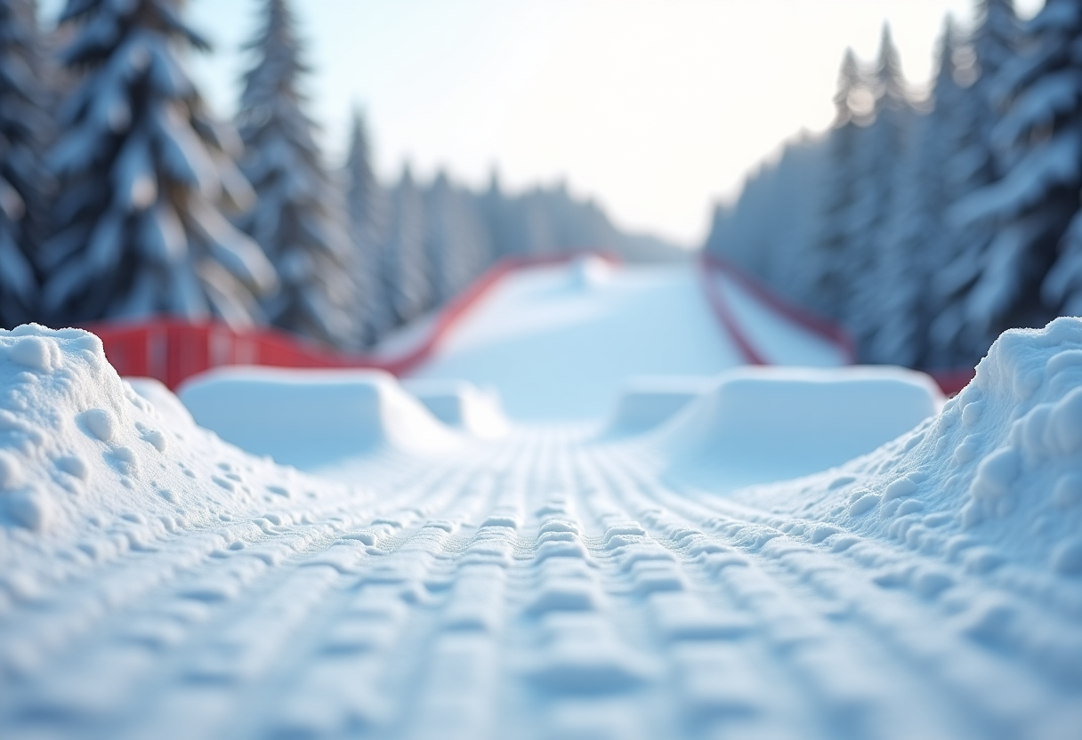 Atleti in azione durante una gara di snowboard cross invernale