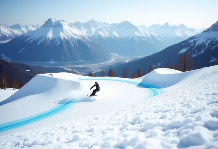 Atleti in azione durante una gara di snowboard cross in Giappone