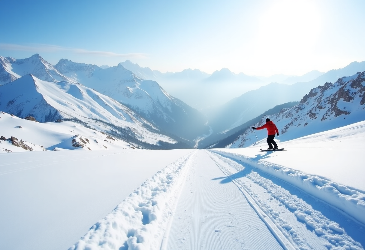 Atleti in azione durante una gara di snowboard cross in Italia