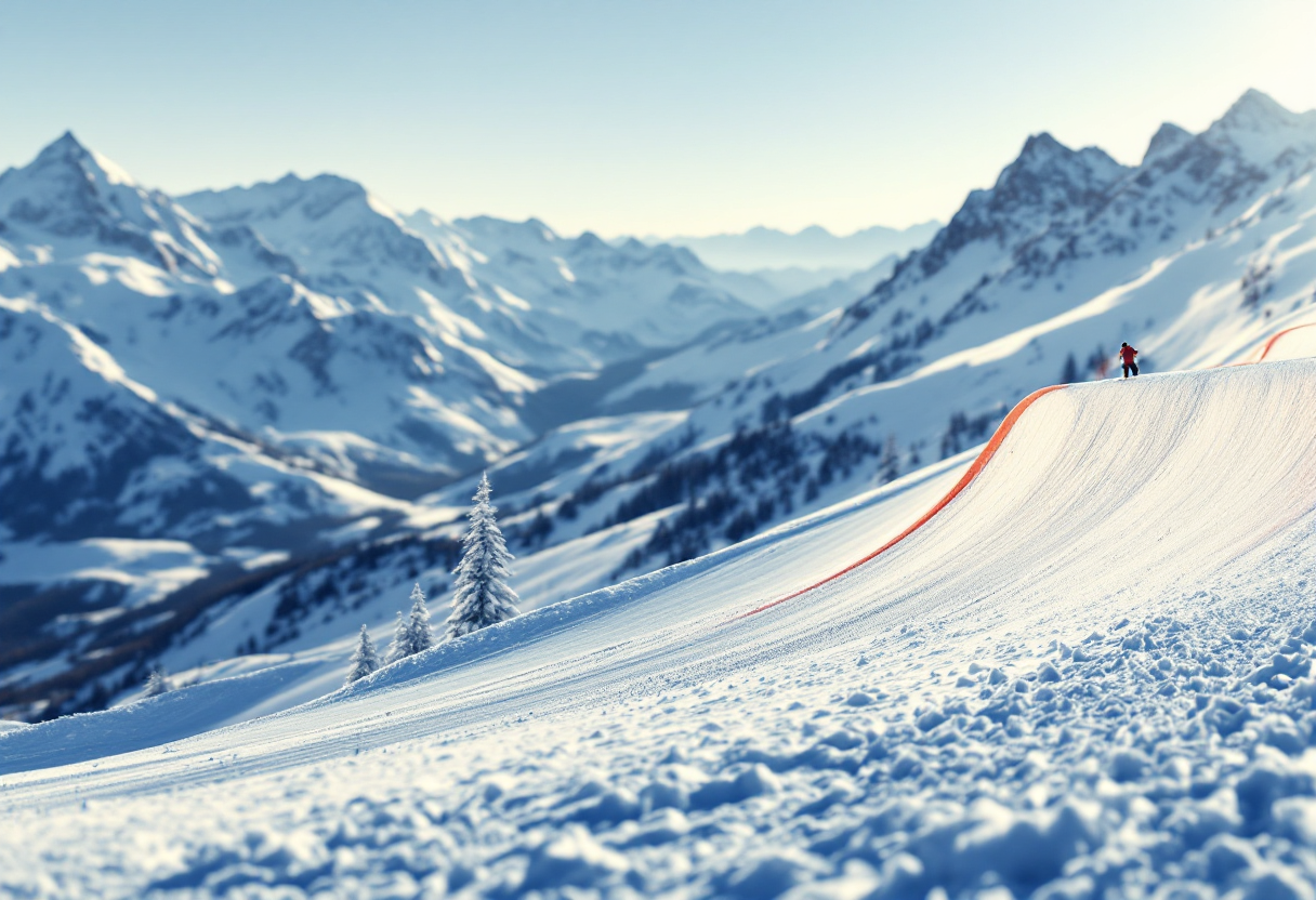 Atleti in azione durante una gara di snowboard cross