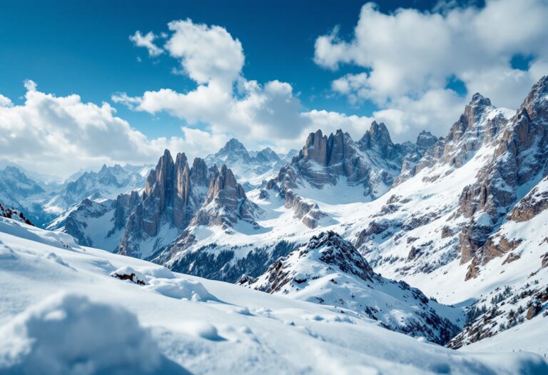 Paesaggio innevato di Cortina d'Ampezzo in inverno