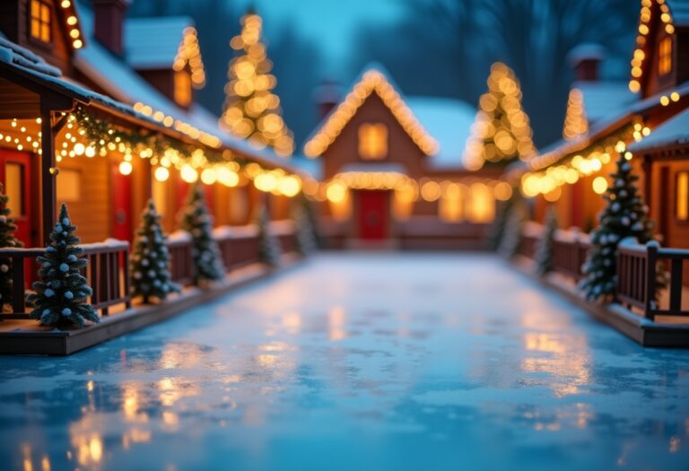 Pista di pattinaggio sul ghiaccio a Giussano durante il Natale