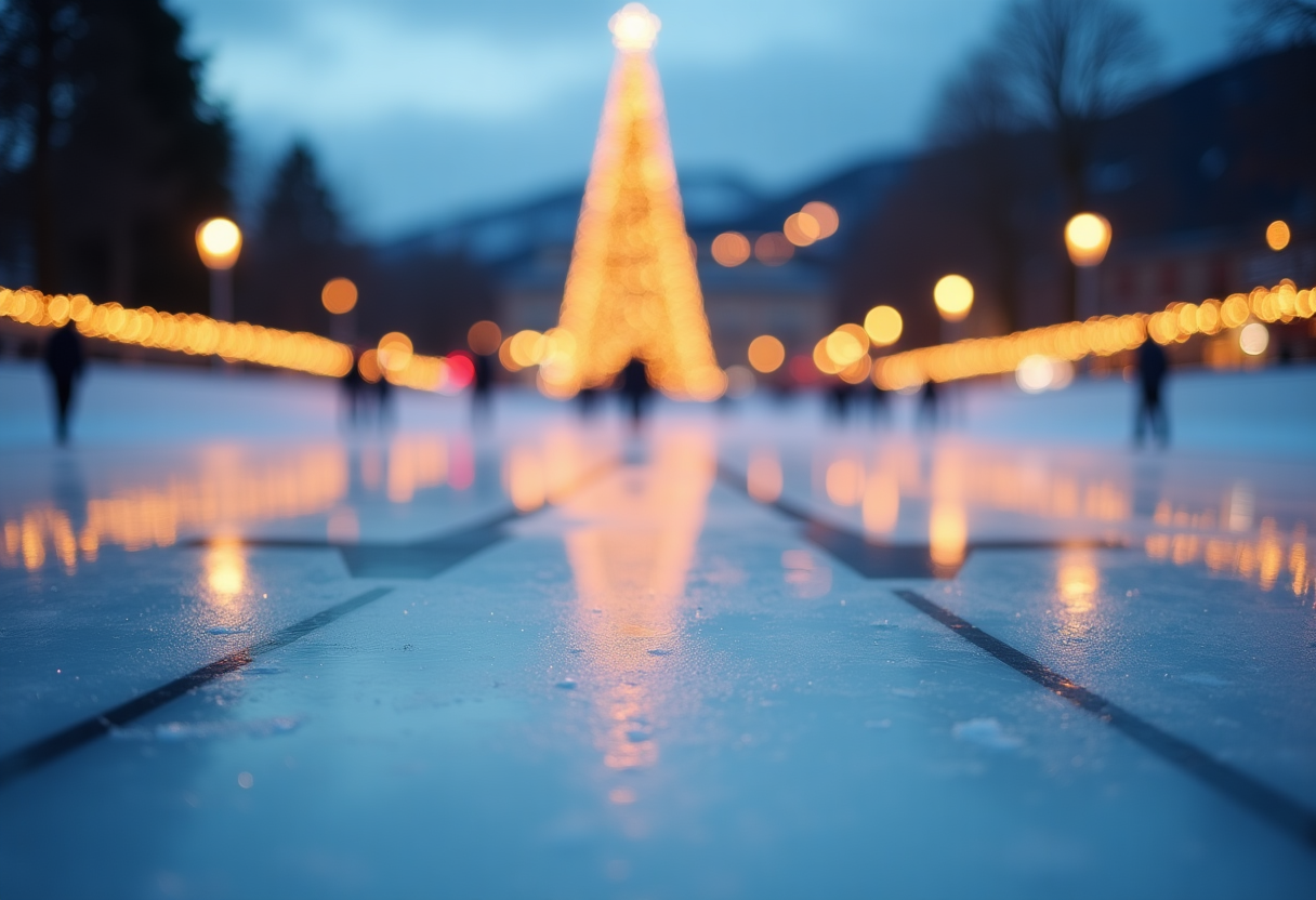 Pista di pattinaggio sul ghiaccio a Merate durante il Natale