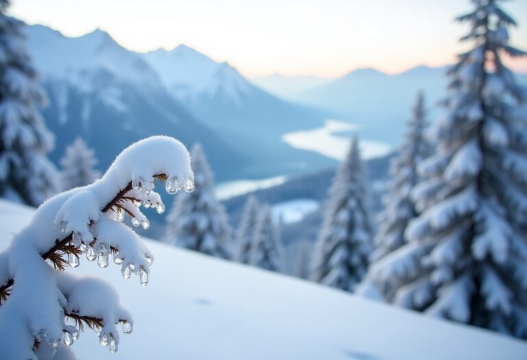 Paesaggio innevato in Piemonte durante la prima neve