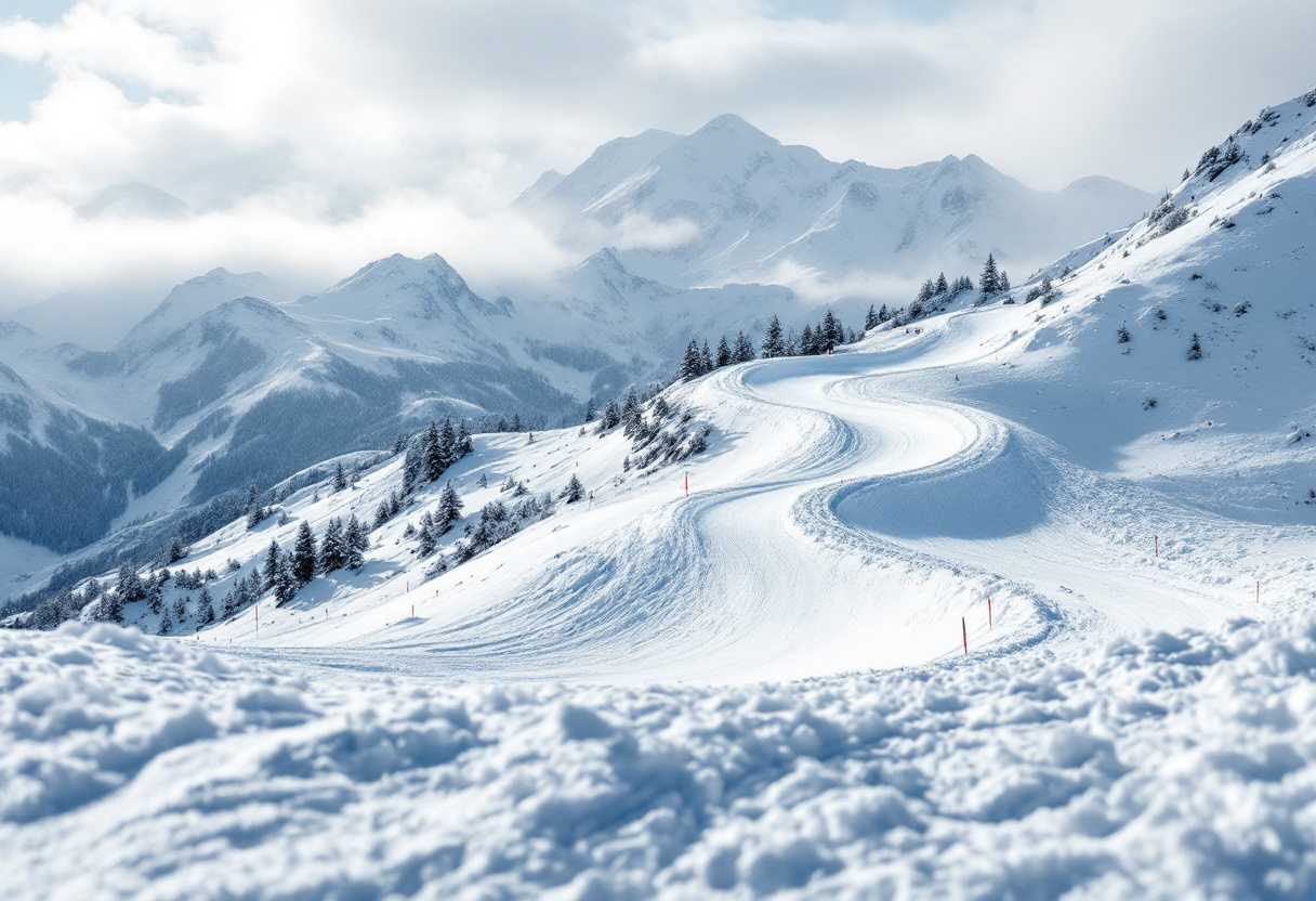 Atleta in azione durante una gara di snowboard cross