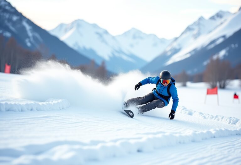 Atleti in azione durante una gara di snowboard cross