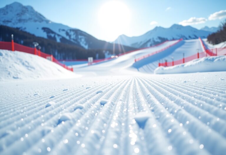 Atleta in azione durante una gara di snowboard cross