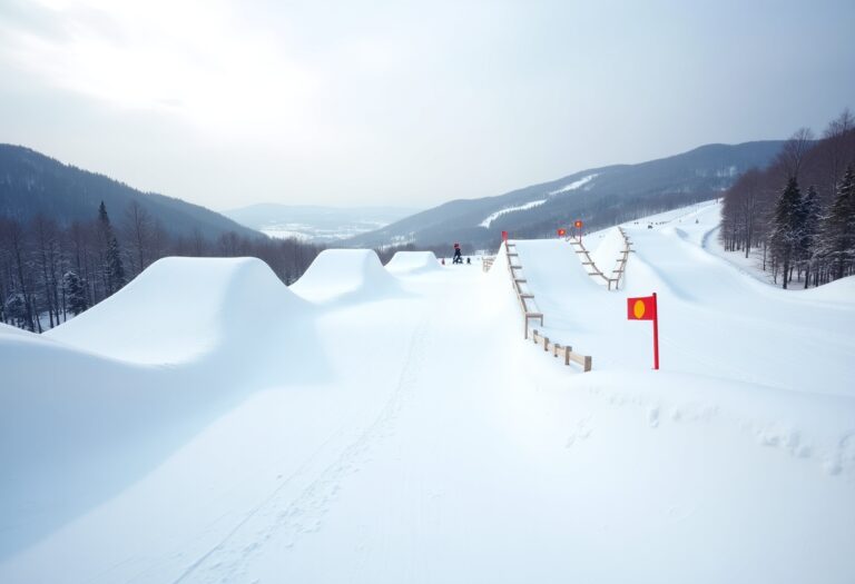 Atleti in azione durante una gara di snowboard cross