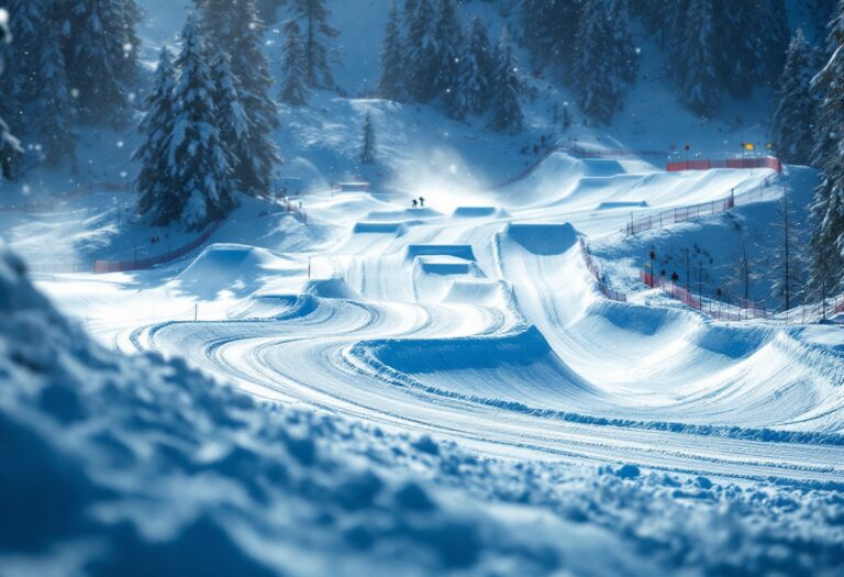 Atleti in azione durante una gara di snowboard cross