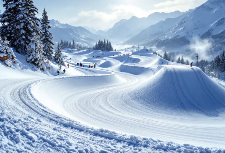 Atleti in azione durante una gara di snowboard cross