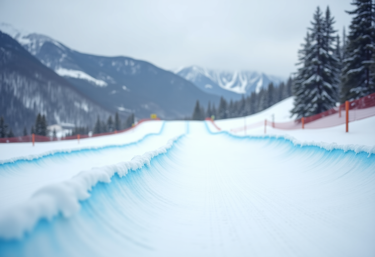 Atleti in azione durante una gara di snowboard cross