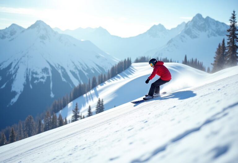 Atleta in azione durante una gara di snowboard cross in Italia