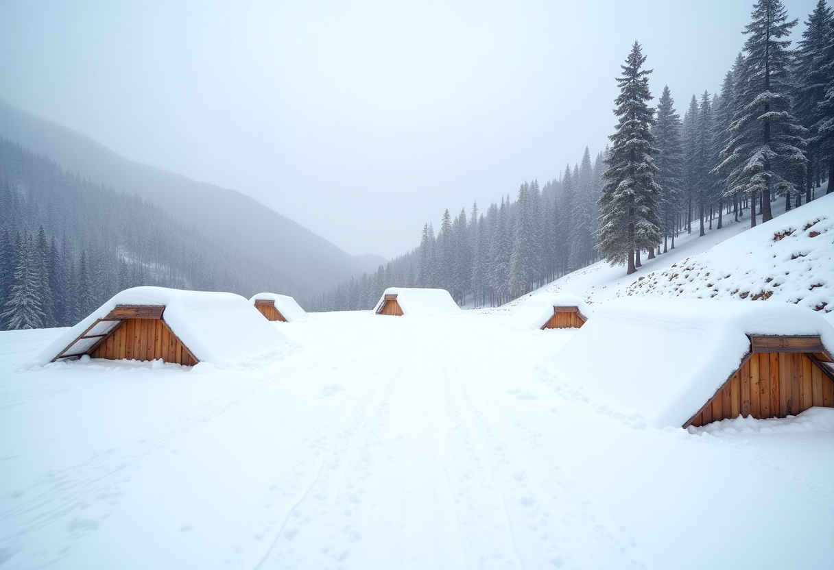 Atleta in azione durante una gara di snowboard cross in Italia