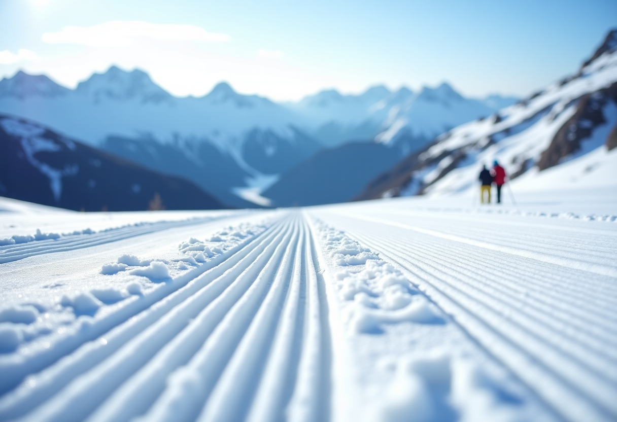 Panorama innevato della Valtellina per la stagione sciistica