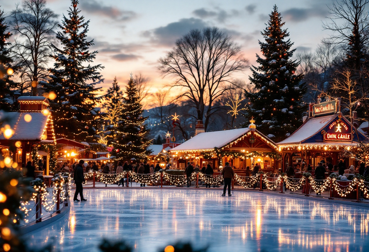 Villaggio di Natale a Monza con luci e decorazioni festive