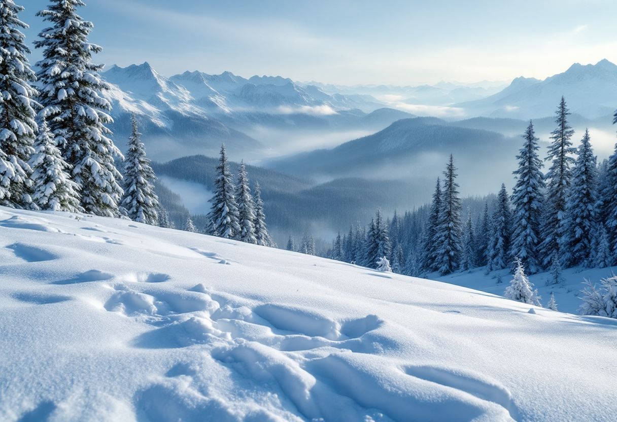 Escursionisti in montagna durante le vacanze di dicembre