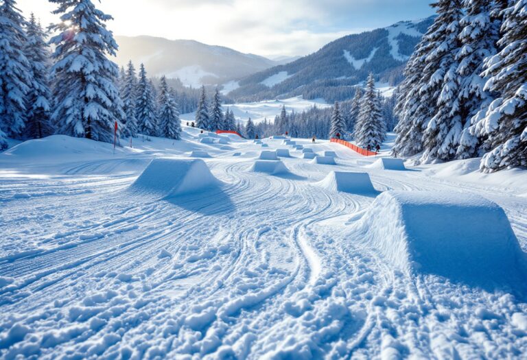 Atleta in azione durante una gara di snowboard cross