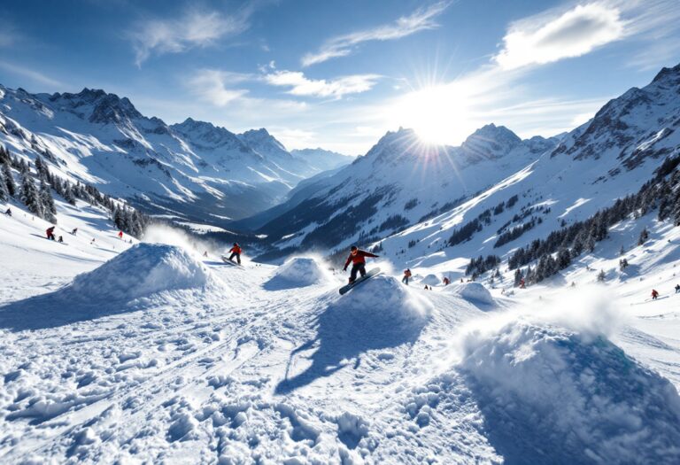 Atleti in azione durante una gara di snowboard cross a Le Grand Bornand