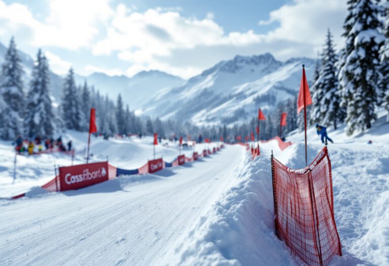 Atleta in azione durante una gara di snowboard cross