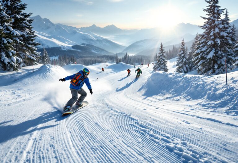 Atleti in azione durante una gara di snowboard cross