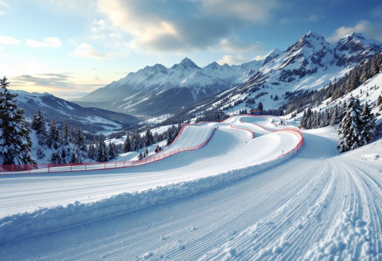 Atleta in azione durante una gara di snowboard cross