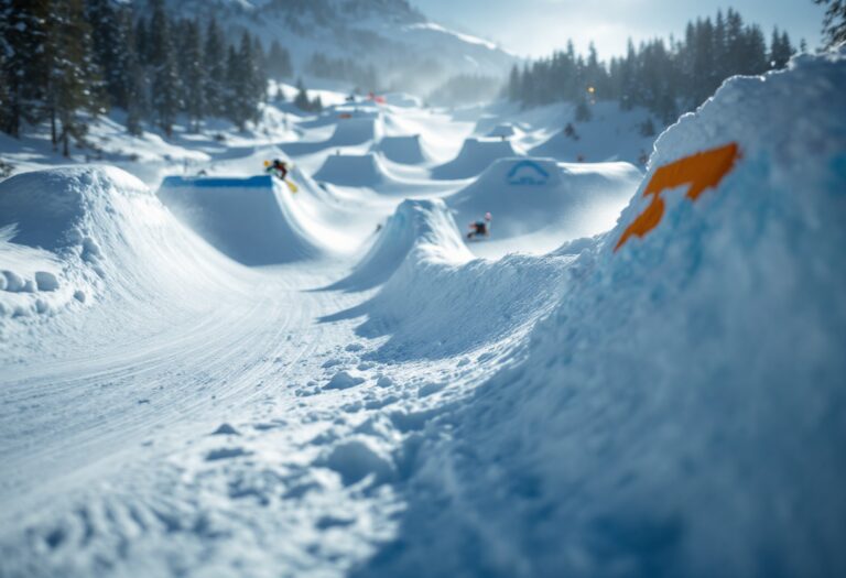 Atleti in azione durante una gara di snowboard cross