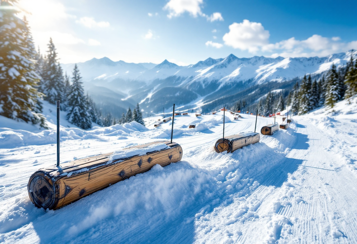 Atleti in azione durante una gara di snowboard cross