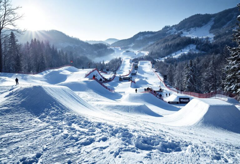 Atleti in azione durante una gara di snowboard cross