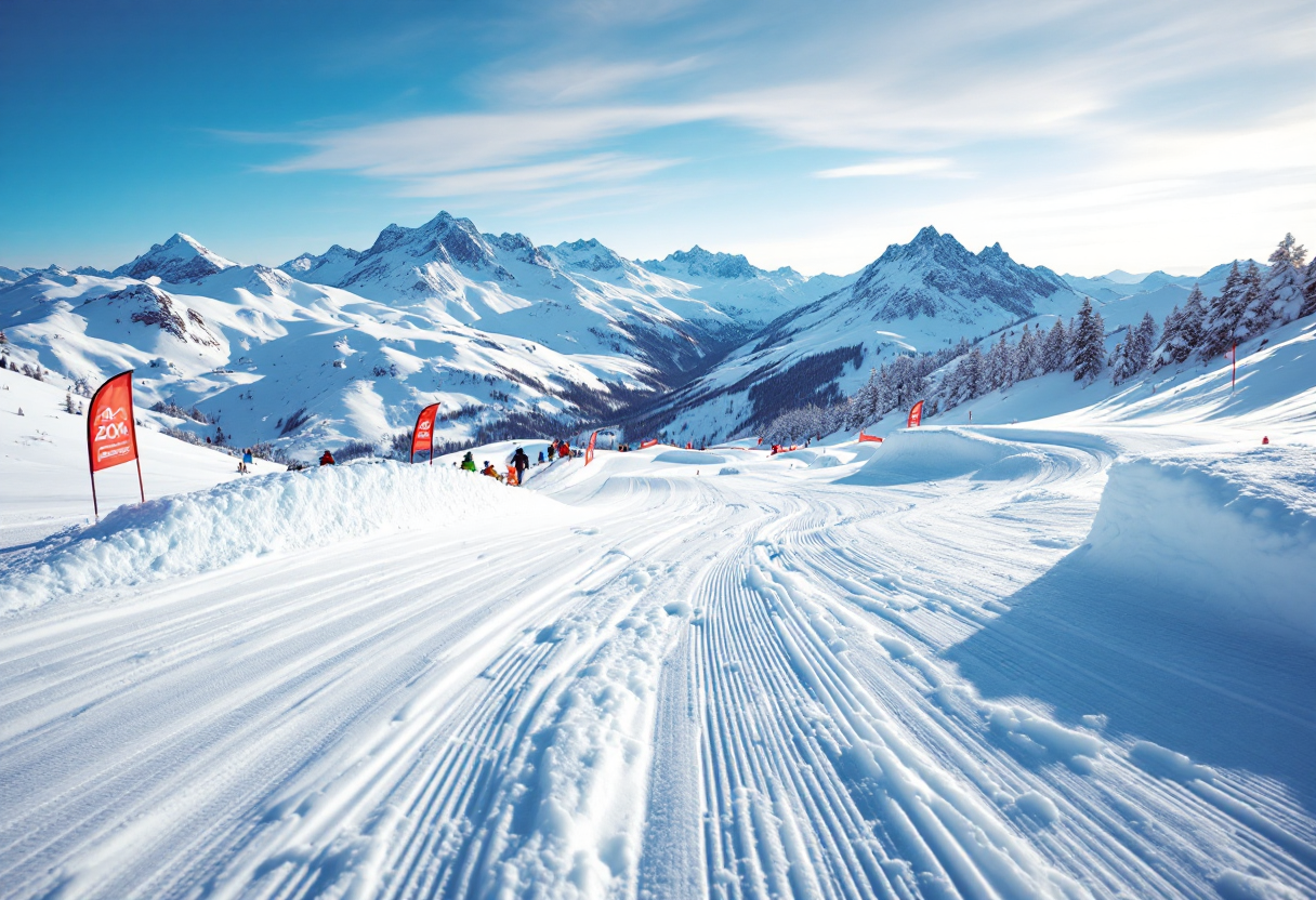 Atleti in azione durante una gara di snowboard cross