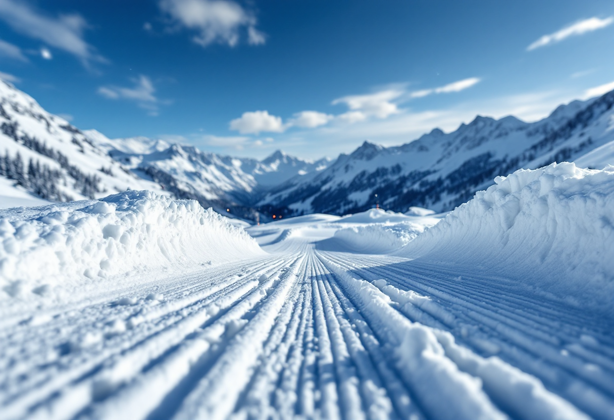 Atleta in azione durante una gara di snowboard cross