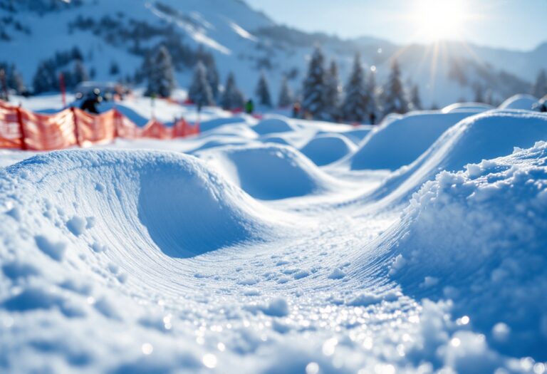 Atleti in azione durante una gara di snowboard cross