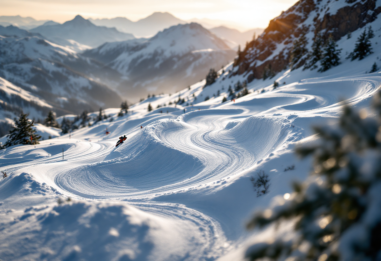 Atleti in azione durante le gare di snowboard cross