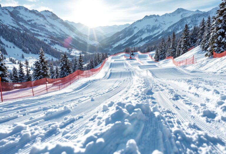 Atleti in azione durante una gara di snowboard cross in Italia