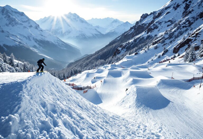 Atleti in azione durante una gara di snowboard cross