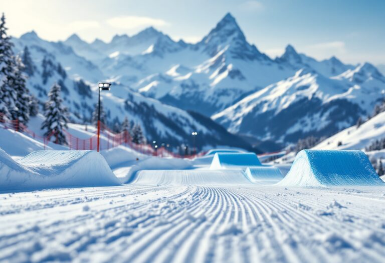 Atleta in azione durante una gara di snowboard cross