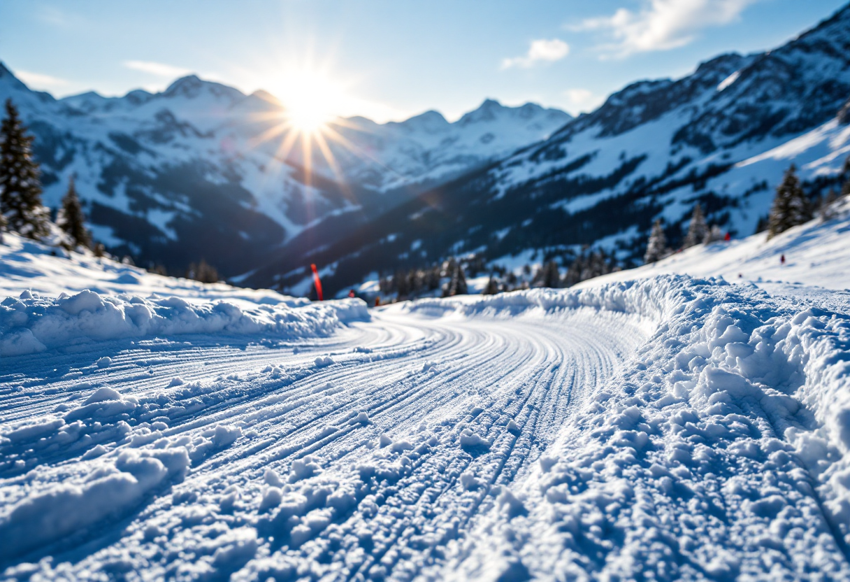 Atleta in azione durante una gara di snowboard cross