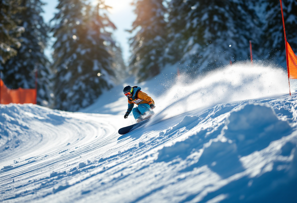 Competizione di snowboard cross in Val di Fiemme