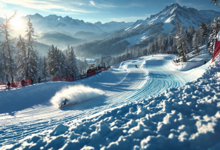 Atleti in azione durante le gare di snowboard cross