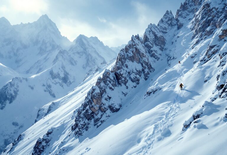 Competizione di skialp in montagna con sciatori in azione